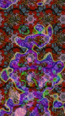 Yumuşak, bahar çiçekli arka plan. Çiçekli karalama şeklinde Raster çiçek deseni. Kahverengi ve kırmızı renkte çiçekler.