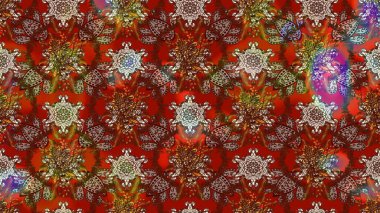 Vadinin renkleri. Soyut etnik raster çizim kalıbı. Çiçekler..