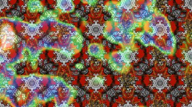 Renkli etnik çiçeklerle süslenmiş zarif bir eskiz şekli. Raster Çiçek İllüstrasyon Şirin Tekstil.