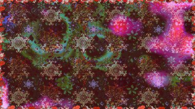 Raster illüstrasyonu. Yumuşak, yaz çiçekleri kahverengi ve mor renklerde. Raster çiçek desenli ve çiçekli..