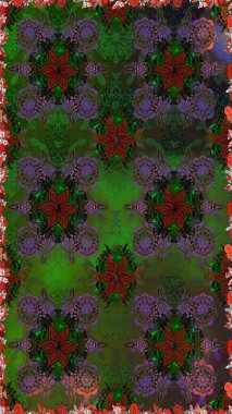 Yaz çiçekleri teması. El çizimi, soyut ve süslü elementler. Klasik çiçekler. Yeşil ve gri renkler. Suluboya resim taklit Raster illüstrasyonu.