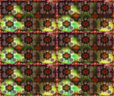 Tekstil tasarımı için kahverengi ve gri renkli geleneksel halk çiçekleri buketi. Çiçeksiz desenli nakış işlemeli gelincikler ve vadi zambaklarıyla.