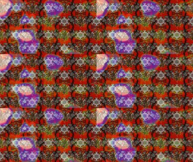 Çiçekler kahverengi, kırmızı ve gri renklerde. Raster illüstrasyonunda çiçek deseni çizimi.