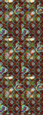 Çocuksu tasarım. Kahverengi, yeşil ve nötr zemin üzerinde. Tekstil, kumaş, ambalaj, hatıra defteri için hoş bir çiçek arkaplanı. Elle çizilmiş karalama çiçekleri ile Raster çizim deseni.