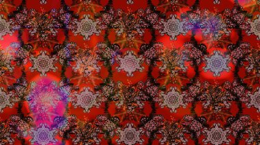 Raster illüstrasyonundaki çiçek desenli çizim. Düz Çiçek Elementleri Tasarımı. Renkli Bahar Teması eskiz kalıbı. Süslü kumaş deseni.