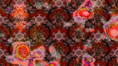 Renkli Bahar Teması eskiz kalıbı. Raster illüstrasyonundaki çiçek desenli çizim. Kahverengi ve kırmızı renkte çiçekler. Düz Çiçek Elementleri Tasarımı.