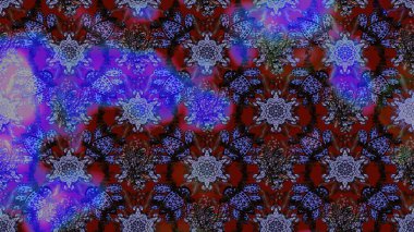 Düz Çiçek Elementleri Tasarımı. Renkli Bahar Teması eskiz kalıbı. Raster illüstrasyonundaki çiçek desenli çizim. Mor ve mavi renkte çiçekler.