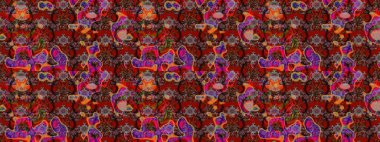 Küçük çiçekteki sevimli çiçek deseni. Kahverengi ve kırmızı renkte çiçekler.