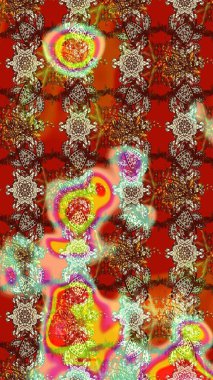 Çiçekli eskiz deseni. Suluboya çizimi. Kahverengi ve kırmızı renkte çiçekler. El çizimi.