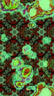 Nazik, narin çiçek arkaplanı. Yeşil ve kahverengi renkli çiçekler. Raster çiçek desenli ve çiçekli..