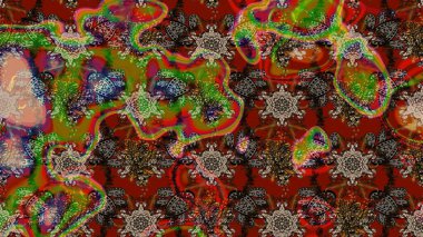 Kahverengi ve kırmızı renklerde yaprakları olan yabani çiçekler. Eskiz arkaplan modeli. Raster illüstrasyonu. Suluboya, elle çizilmiş.