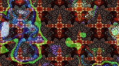 Arkaplan dokusu, duvar kağıdı, çiçek temalı renkler. Kabile sanatı boho baskısı, klasik çiçek arkaplanı. Soyut etnik raster çizim kalıbı.