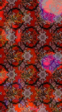 Renkli Bahar Teması eskiz kalıbı. Kahverengi, kırmızı ve siyah renkte çiçekler. Raster illüstrasyonundaki çiçek desenli çizim. Düz Çiçek Elementleri Tasarımı.