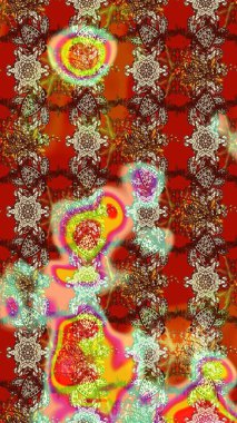 Çiçekli eskiz deseni. Suluboya çizimi. Kahverengi ve kırmızı renkte çiçekler. El çizimi.