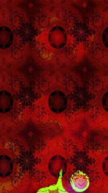 Soyut etnik raster çizim kalıbı. Çiçekler. Vadinin çiçekleri kırmızı ve kahverengi renklerde.