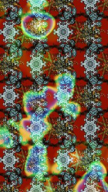 Karalama çiçekleri çizim kalıbı. Raster deseni. Kahverengi, yeşil ve kırmızı el çizimi desen. Sanat ilham verici, yeşil ve kırmızı renkli çiçekler ve yapraklar.