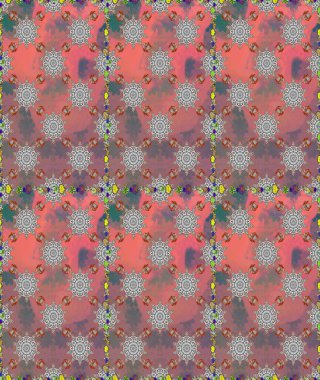 Çiçekli karalama şeklinde Raster çiçek deseni. Raster illüstrasyonu. Nazikçe, yaz çiçekleri pembe ve gri renklerde.