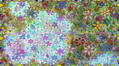 Kusursuz çiçek deseni duvar kâğıdı olarak kullanılabilir. Raster illüstrasyonu. Tarafsız ve yeşil renkte çiçekler.