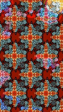 Tropik çiçek desenleri. Renkli çiçekler. Raster illüstrasyonu.