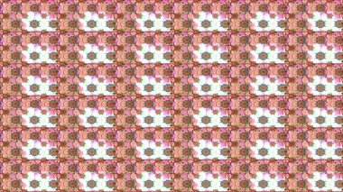 Raster illüstrasyonunda kusursuz çiçek deseni. Renkli Bahar Temalı Kusursuz Arkaplan. Düz Çiçek Elementleri Tasarımı. Tarafsız ve pembe renkte çiçekler.