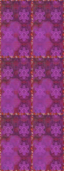 Mor ve mor renkli etnik çiçeklerle kusursuz bir desen. Raster Çiçek İllüstrasyon Şirin Tekstil.