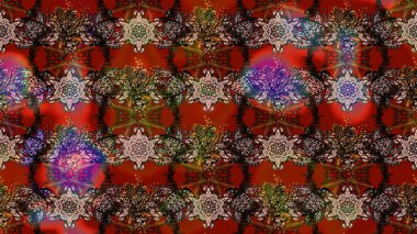 Çizim çiçek deseni duvar kâğıdı olarak kullanılabilir. Kahverengi ve kırmızı renkte çiçekler. Raster illüstrasyonu.