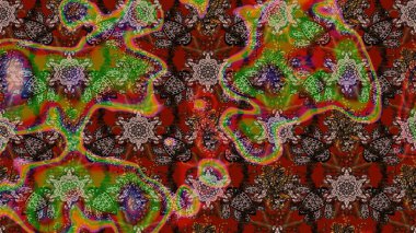 Raster illüstrasyonu. Küçük çiçekteki sevimli çiçek deseni. Raster deseni. Nazikçe, yaz çiçekleri kahverengi ve kırmızı renklerde.