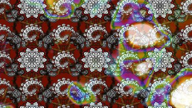 Raster illüstrasyonu. Gri ve kahverengi renkli çiçekler. Tropikal çizim çiçek deseni.