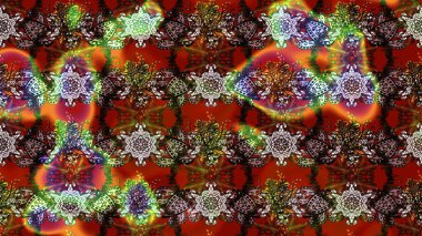 Raster Çiçek İllüstrasyonu 'nun şirin tekstili. Kahverengi ve kırmızı renkte etnik çiçeklerle süslenmiş zarif bir eskiz..