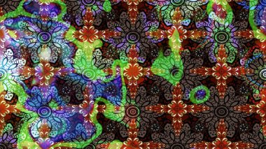 Kahverengi ve siyah renkli küçük çiçekler ve kahverengi ve siyah renkli komik böcekler, raster deseni, illüstrasyon.