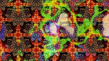 Raster illüstrasyonu. Siyah ve kahverengi renkte çiçekler. Tropikal çizim çiçek deseni.