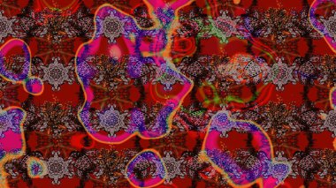 Eskiz arkaplan modeli. Raster hisseleri. Kahverengi ve kırmızıda çiçekler. Suluboya, elle çizilmiş.