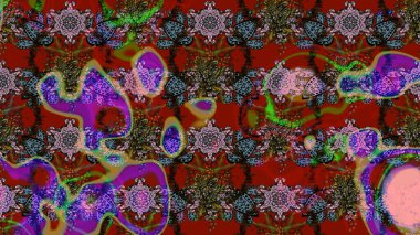 Çiçek desenli raster, kırmızı ve kahverengi çizgi grafik desenli soyut raster arkaplan. Modern stil dokusu.