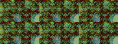 Moda baskıları için zarif bir şablon. Halk tarzı. Parlak renkli çiçekleri ve yeşil ve kahverengi renkte yaprakları olan harika bir çiçek deseni. Modern çiçek arkaplanı.