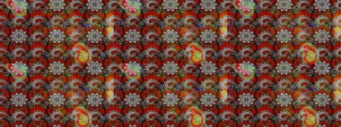 El çizimi. Raster illüstrasyonu. Çiçekli, yapraklı, çiçek desenli çizim..