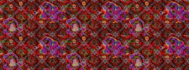 Tekrar eden çiçek arkaplanı, zarif kahverengi ve kırmızı çiçek duvar kağıdı. Kahverengi ve kırmızı renkler üzerine çiçek desenli çizimler, el yapımı papatyalar, papatyalar..