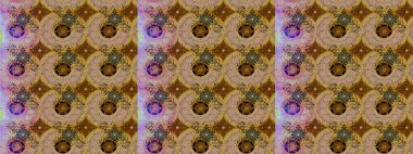 Küçük çiçekteki sevimli çiçek deseni. Soyut çiçek çizim kalıbı arka planı. Raster illüstrasyonu. Raster deseni. Kahverengi ve bej renklerde.