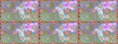 Çiçek buketleriyle klasik tarzda kusursuz desenler. Tarafsız ve gri renklerde. Raster illüstrasyonu.