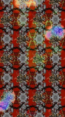 Klasik taslak çizimi. Çiçek grisi ve kahverengi çizim deseni. Raster çiçek izi..