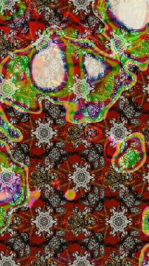 Kahverengi renkte çok kahverengi, zarif küçük çiçekler ve komik böcekler, raster desen, illüstrasyon.