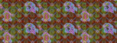 Çiçeksel elementlerle süslenmiş zarif raster dokusu. Küçük çiçekte hoş bir çiçek deseni var. Parlak çiçekli kahverengi ve yeşil renkler üzerine soyut çizim deseni.