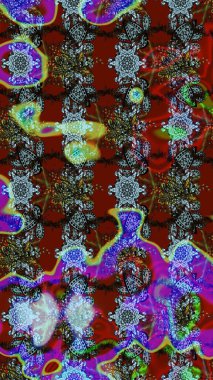 Çiçek desenli eskiz, darbeler, sıçramalar, yaz çiçekleri. Kırmızı, mavi ve kahverengi renkte çiçekler. Raster illüstrasyonu.