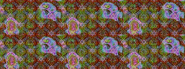 Çiçeksel elementlerle süslenmiş zarif raster dokusu. Küçük çiçekte hoş bir çiçek deseni var. Parlak çiçekli kahverengi ve yeşil renkler üzerine soyut çizim deseni.