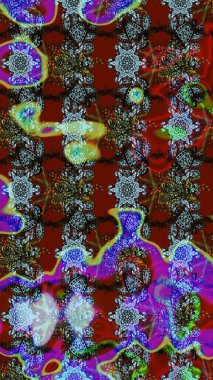 Çiçek desenli eskiz, darbeler, sıçramalar, yaz çiçekleri. Kırmızı, mavi ve kahverengi renkte çiçekler. Raster illüstrasyonu.