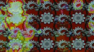 Moda baskıları için zarif bir şablon. Modern çiçek arkaplanı. Halk tarzı. Kırmızı ve nötr renklerde yapraklar ve parlak renkli çiçeklerle muhteşem bir çiçek deseni..