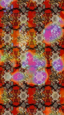 Hediye ambalaj kağıdı, tebrik kartları, posterler ve pankart tasarımı. Raster düz çiçek çizim deseni. Kahverengi, bej ve kırmızı renkte çiçekler.