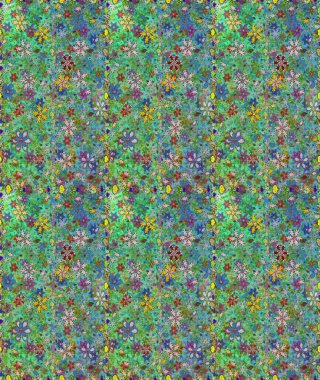 Renkli Bahar Temalı Kusursuz Arkaplan. Raster. Düz Çiçek Elementleri Tasarımı.