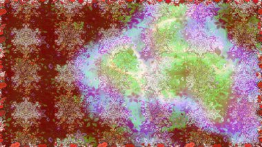 Modern çiçek arkaplanı. Rengarenk çiçekleri ve yaprakları tarafsız ve kırmızı renklerde inanılmaz kusursuz çiçek deseni. Moda baskıları için zarif bir şablon. Halk stili.