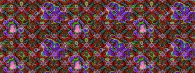 Raster illüstrasyonu. Çizim çiçek deseni duvar kâğıdı olarak kullanılabilir. Kırmızı ve kahverengi renkte çiçekler.