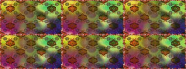 Varicolobrown ve yeşil raster pürüzsüz illüstrasyon. Birçok kahverengi ve yeşil soyut çiçekli tropik, pürüzsüz desen. Küçük çiçekte sevimli çiçek deseni var..